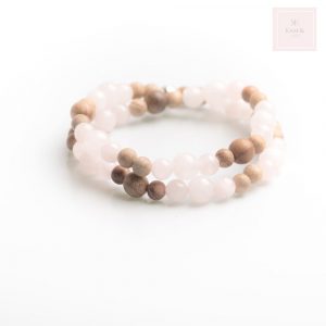 Bracelet quartz rose et bois