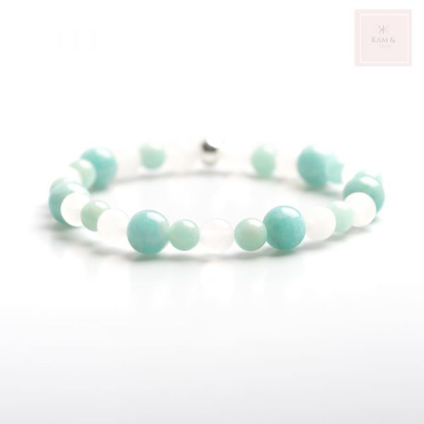 bracelet en perles d amazonite naturelle et argent 925