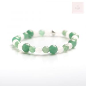 bracelet en perle naturelle d aventurine verte et de jade blanche avec perle argent 925
