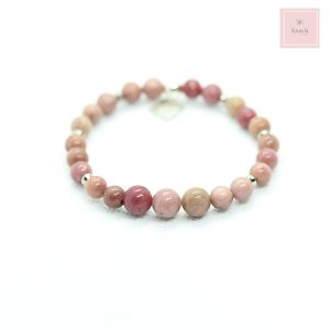 bracelet perle de rhodochrosite rose et argent 925, kam &Léon