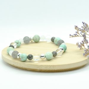 bijoux, bracelet en pierre fine de turquoise véritable labradorite, cristal de roche et argent 925