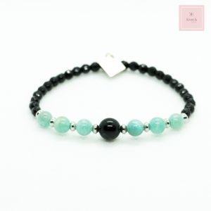 bracelet Ankaa , perles d amazonite, obsidienne et agate noire , marque Kam & Léon
