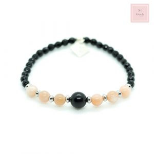 bracelet en perle naturelle de citrine, obsidienne noire et agate noire.