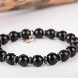 bracelet capella marque Kam & Léon, en pierre naturelle d Obsidienne noire