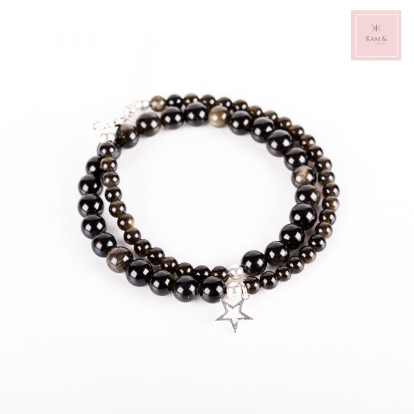 Maïa Obsidienne dorée, double tour OU Collier – Image 2