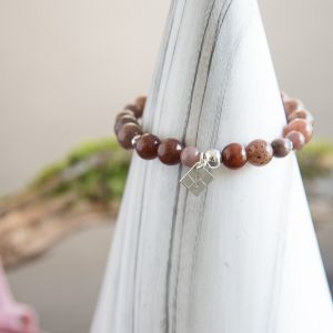 Bracelet kam & Léon.Collection Hauméa en perles en pierre véritable d'aventurine rose