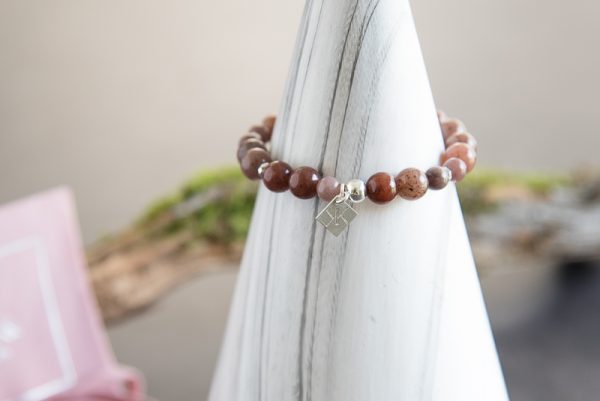 Bracelet kam & Léon.Collection Hauméa en perles en pierre véritable d'aventurine rose