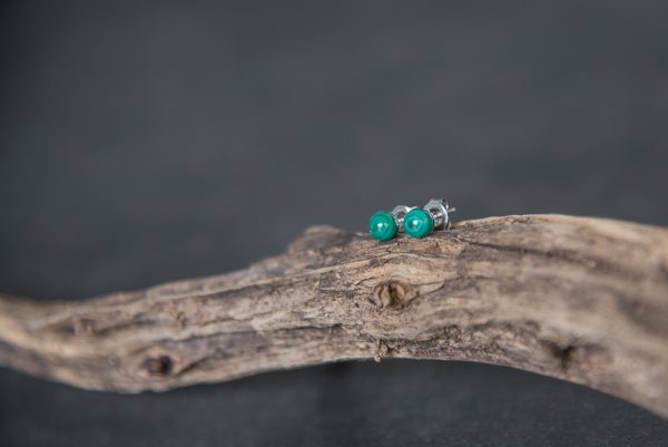 boucle d'oreilles en perle de malachite et argent 925;KAM & LEON