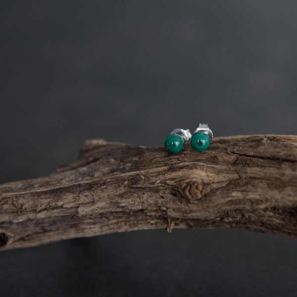 boucles d'oreilles en perles de malachite et argent 925;KAM & LEON